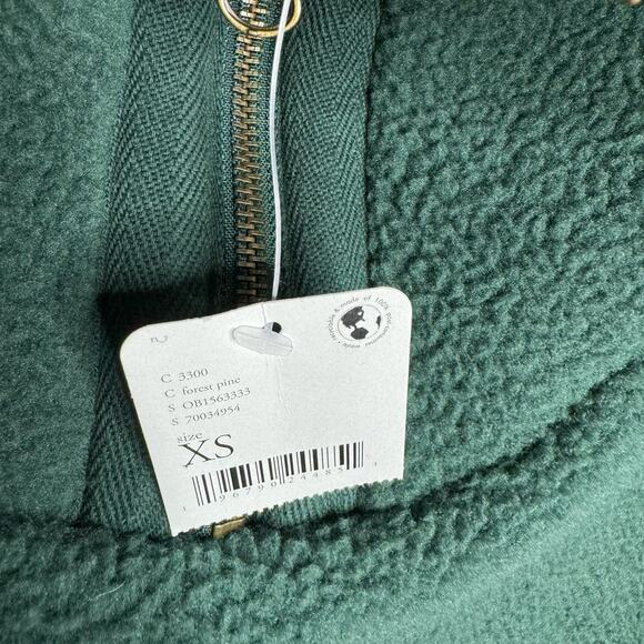 Free People Poppy Fleece Pullover Teddy Jacket Slouchy Forest Pine Green XS New - Picture 10 of 13